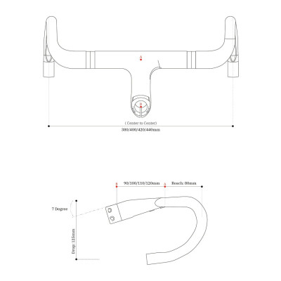 Yoeleo H9 V2 – Guidon Route Carbone T700 -7° 28,6/31,8 mm