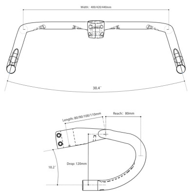 Yoeleo H21 – Guidon Intégré Carbone T800 Route & Gravel -10,2°